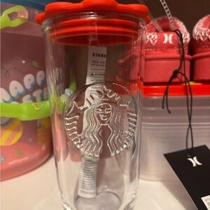 Starbucks Transparent Tumbler with Bold Red Lid